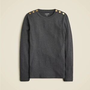 J. Crew Dark Gray Long Sleeve Top with Gold Accents